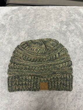 C.C Marled Olive & Tan Knit Cuffed Beanie